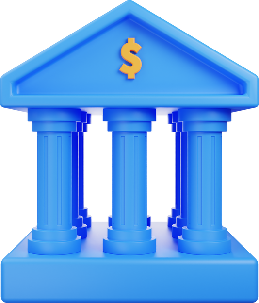 3d illustration of banking icon building architecture 3d